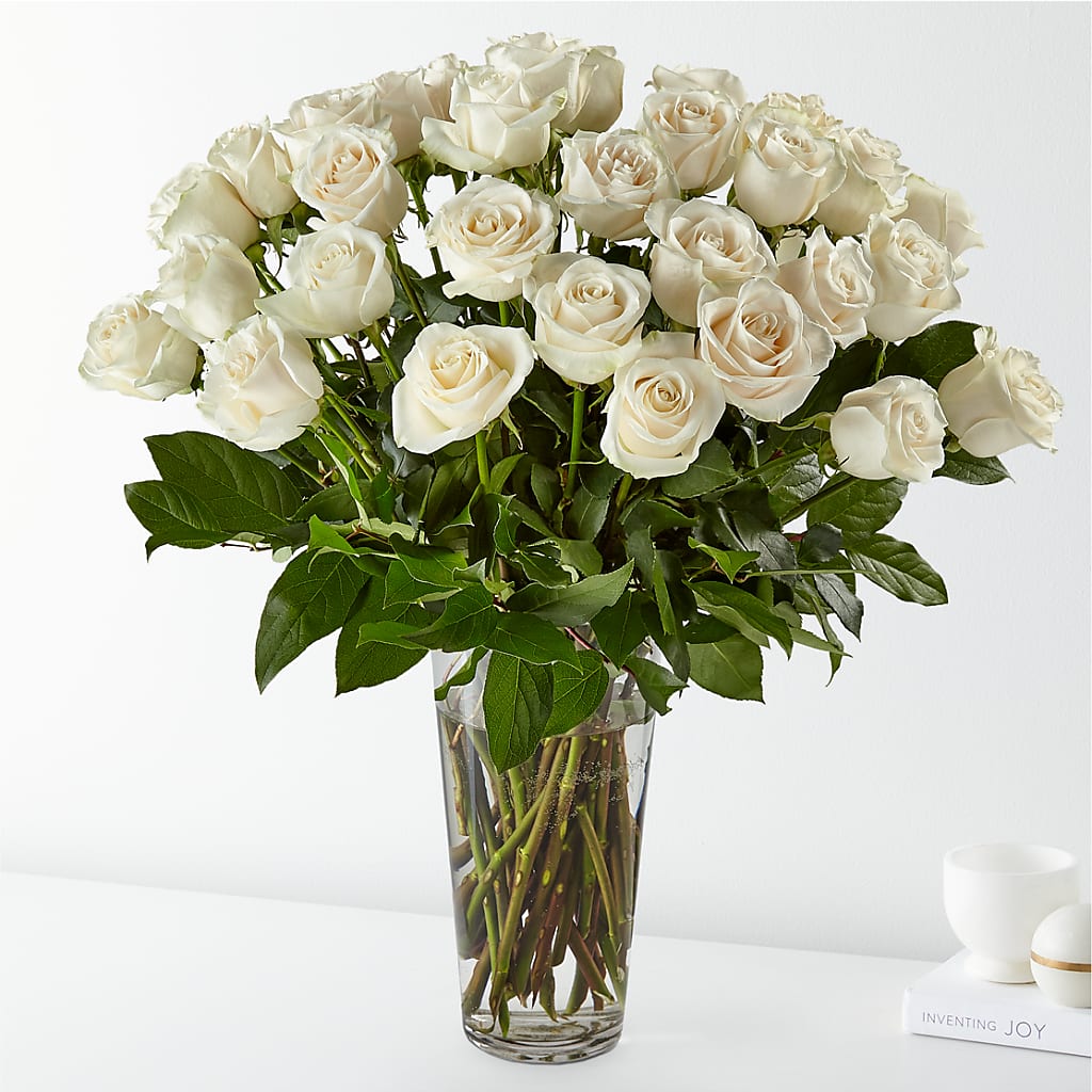 Long Stem White Rose Bouquet – Royal Flower Shop, Toms River NJ