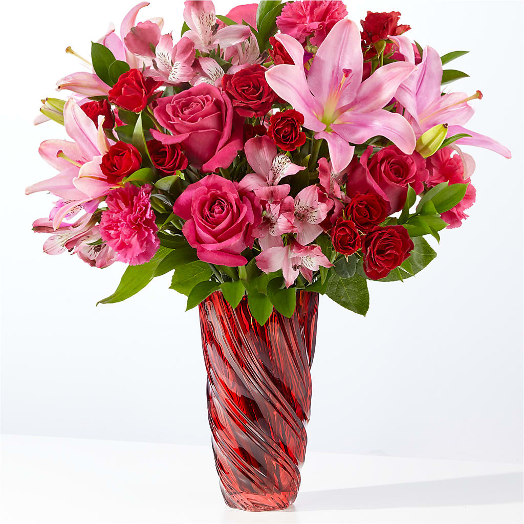 In Love Bouquet with Luxe Swirl Vase – Royal Flower Shop, Toms River NJ