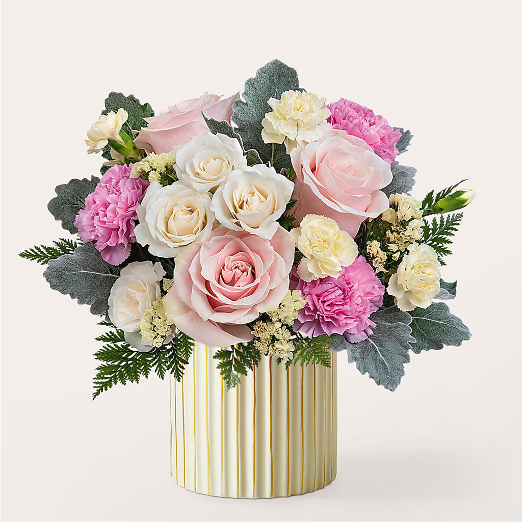 Blissful Moments Bouquet with Ivory Vase – Royal Flower Shop, Toms River NJ
