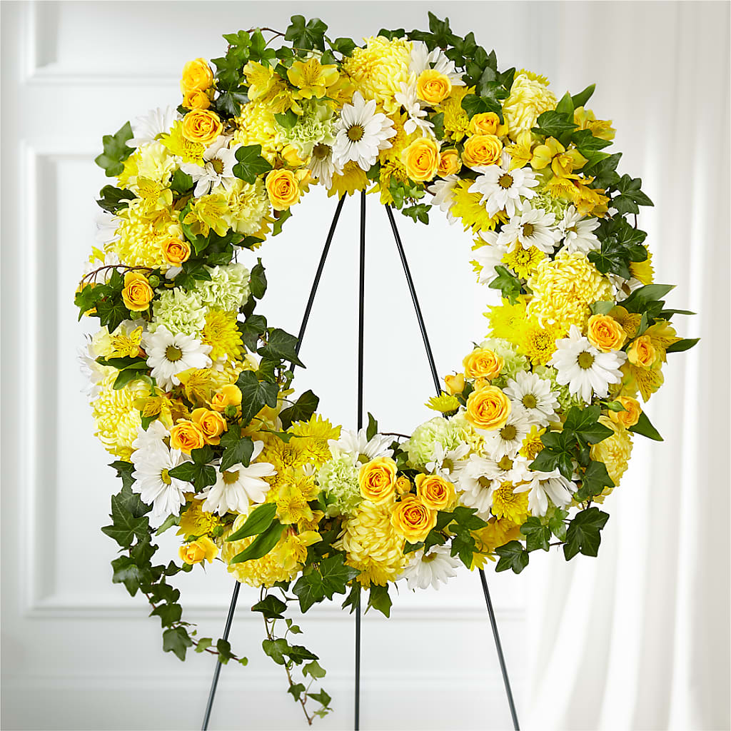 Golden Remembrance Wreath – Royal Flower Shop, Toms River NJ
