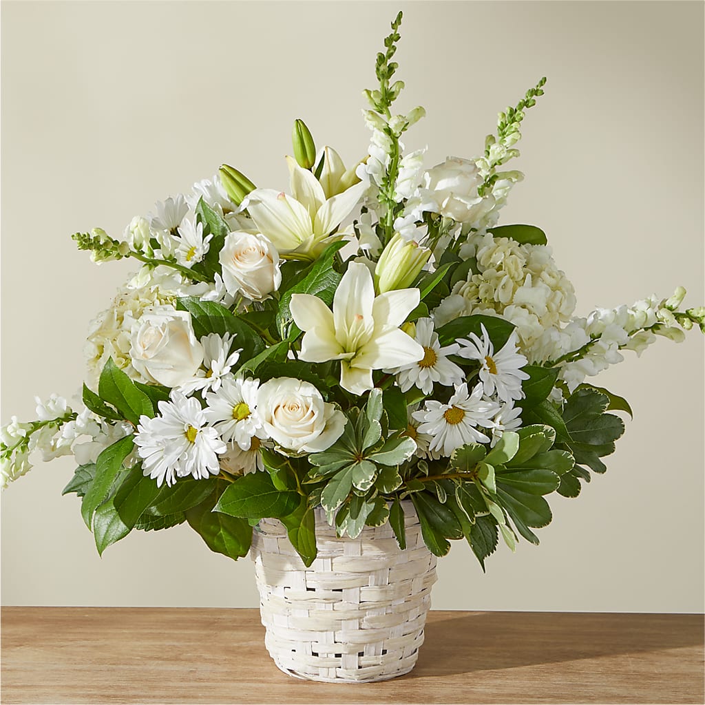 Ivory Elegance Floral Basket – Royal Flower Shop, Toms River NJ