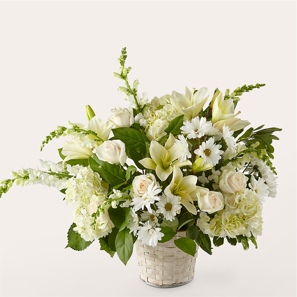 Ivory Elegance Floral Basket – Royal Flower Shop, Toms River NJ