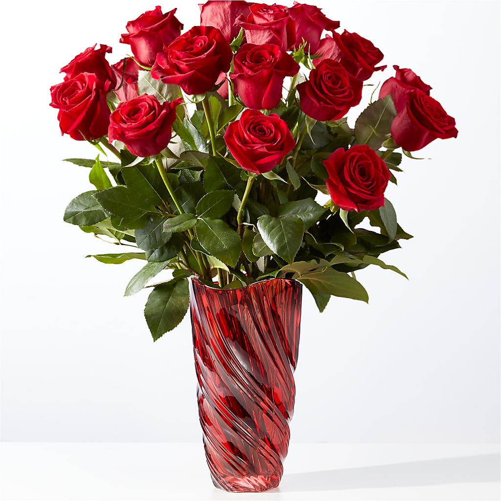 Classic Love Red Rose Bouquet with Luxe Swirl Vase – Royal Flower Shop, Toms River NJ