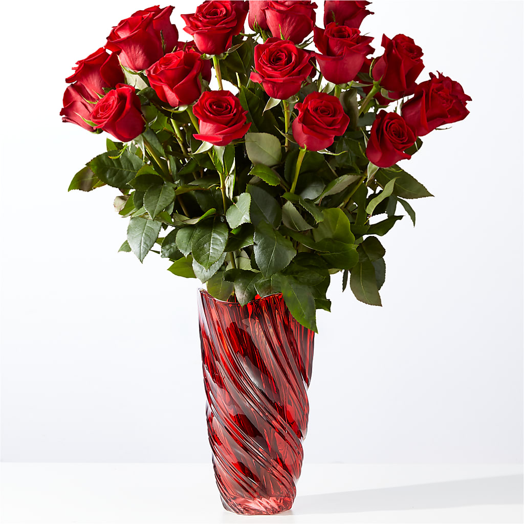 Classic Love Red Rose Bouquet with Luxe Swirl Vase – Royal Flower Shop, Toms River NJ
