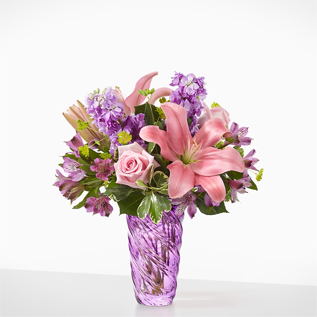 Precious Petals Bouquet with Luxe Swirl Vase – Royal Flower Shop, Toms River NJ