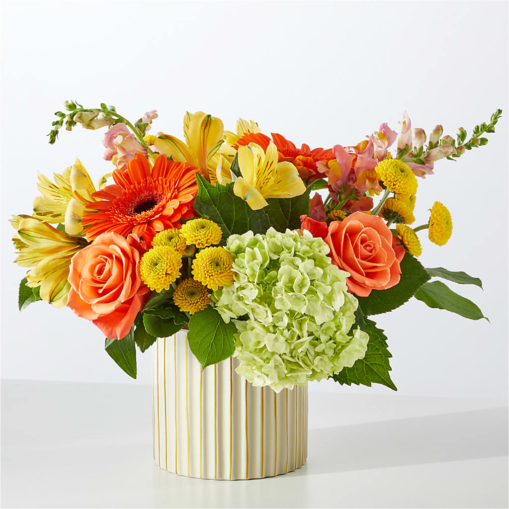 Autumn Sunshine Bouquet with Ivory Vase –  Royal Flower Shop, Toms River NJ