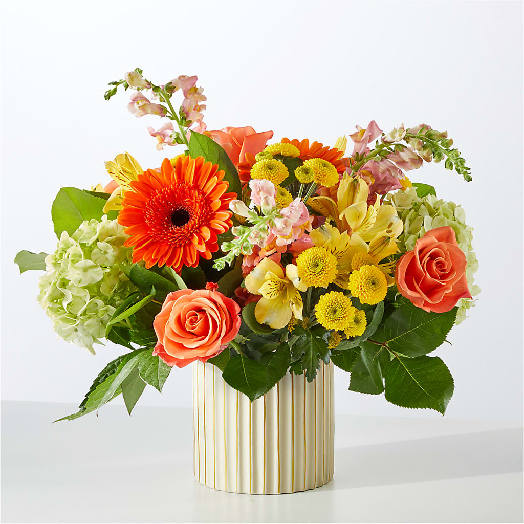 Autumn Sunshine Bouquet with Ivory Vase –  Royal Flower Shop, Toms River NJ