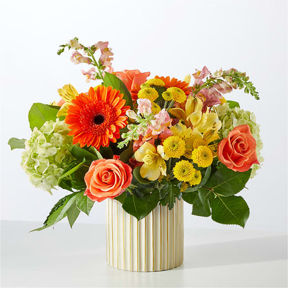 Autumn Sunshine Bouquet with Ivory Vase –  Royal Flower Shop, Toms River NJ