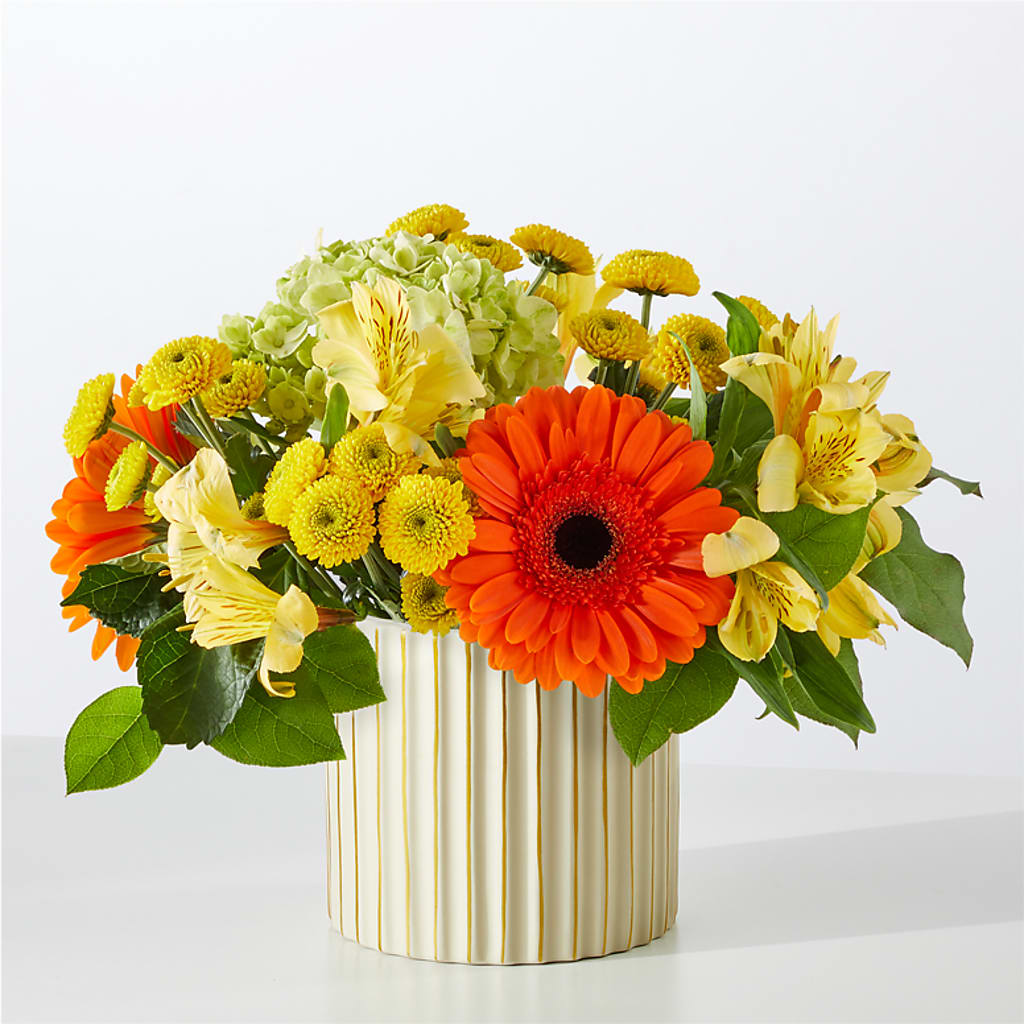 Autumn Sunshine Bouquet with Ivory Vase –  Royal Flower Shop, Toms River NJ